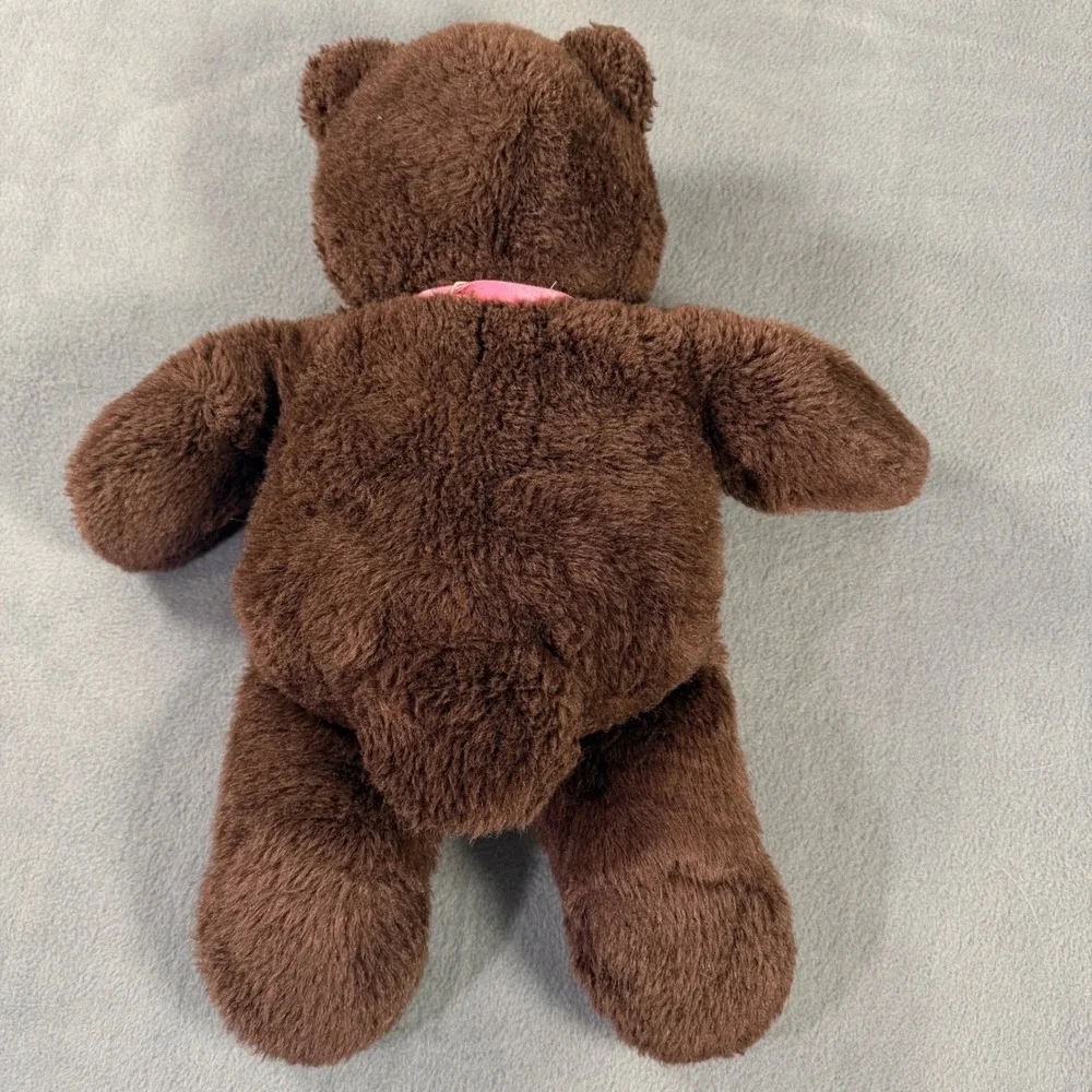 Vintage 1993 Plush‎ Creations Inc Brown Teddy Bear Pink Bow Stuffed Animal 90s